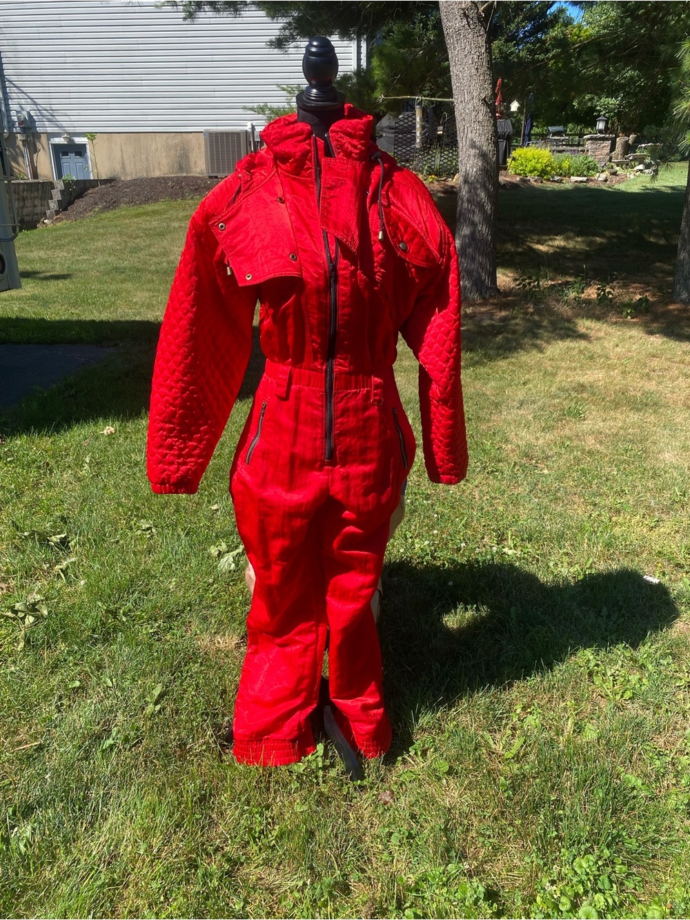 NILS Red Quilted Ski Jacket Interior Label One Piece Winter Suit